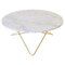 Large White Carrara Marble and Brass O Coffee Table by Ox Denmarq 1