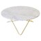 Large White Carrara Marble and Brass O Coffee Table by Ox Denmarq, Image 1