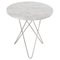 Mini White Carrara Marble and Steel Tall O Side Table by Ox Denmarq 1