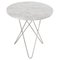 Mini White Carrara Marble and Steel Tall O Side Table by Ox Denmarq, Image 1