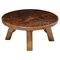 French Round Wabi Sabi Coffee Table with Dark Table Top, 1950s 1