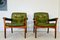 Vintage Mid-Century Swedish Lounge Chairs in Olive Green Leather by Gote Mobler, Image 1