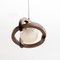 Vintage French Pendant in Wood and White Glass, 1960 12