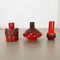 Jarrón alemán Studio Pottery Objects de cerámica roja y negra de Otto Keramik, 1970. Juego de 3, Imagen 2