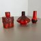 Jarrón alemán Studio Pottery Objects de cerámica roja y negra de Otto Keramik, 1970. Juego de 3, Imagen 5