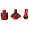 German Studio Pottery Vase Objects in Red Black Ceramic from Otto Keramik, 1970, Set of 3 1