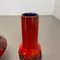 German Studio Pottery Vase Objects in Red Black Ceramic from Otto Keramik, 1970, Set of 3 17