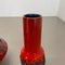 Jarrón alemán Studio Pottery Objects de cerámica roja y negra de Otto Keramik, 1970. Juego de 3, Imagen 17