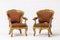 Grands Fauteuils Antiques en Bois Doré, Italie, Set de 2 1