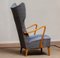 Slim Art Nouveau Swedish Wingback Chair in Oak with Extra High Backrest, 1920s 8