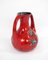 German Red Ground Vase in Ceramic with Floral Decor, 1960s 7