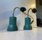 Adjustable Scandinavian Wall Lamps in Green Metal and Brass, 1970s, Set of 2, Image 2