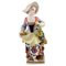 Antique Hand-Painted Porcelain Figure of Girl With Flowers from Augustus Rex, Germany 1