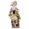 Antique Hand-Painted Porcelain Figure of Girl With Flowers from Augustus Rex, Germany, Image 1