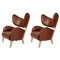 Brown Leather Natural Oak My Own Chair Lounge Chairs from by Lassen, Set of 2 1