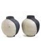 Japanese Modern Minimalist White & Black Raku Ceramic Sculptures, Set of 2 5