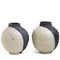 Japanese Modern Minimalist White & Black Raku Ceramic Sculptures, Set of 2 2