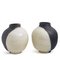 Japanese Modern Minimalist White & Black Raku Ceramic Sculptures, Set of 2 1