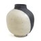 Japanese Modern Minimalist White & Black Raku Ceramic Vase 1