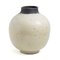 Japanische moderne minimalistische Raku Keramikvase in Weiß & Schwarz 7