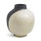 Japanische moderne minimalistische Raku Keramikvase in Weiß & Schwarz 8
