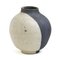 Japanische moderne minimalistische Raku Keramikvase in Weiß & Schwarz 1