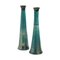 Japanese Modern Black Green Tamu Raku Ceramic Candle Holders by Laab Milano, Set of 2 2