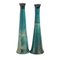 Japanese Modern Black Green Tamu Raku Ceramic Candle Holders by Laab Milano, Set of 2 1