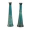 Japanese Modern Black Green Tamu Raku Ceramic Candle Holders by Laab Milano, Set of 2 3