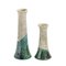 Japanese Modern White Green Raku Ceramic Stelo Flow Candle Holders by Laab Milano, Set of 2 1