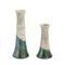 Japanese Modern White Green Raku Ceramic Stelo Flow Candle Holders by Laab Milano, Set of 2 2