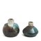 Japanische Raku Schwarz Weiß Blau Crackle Metall Keramik Moderne Akuma No Me Vase von Laab Milano, 2er Set 1