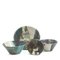 Japanese Minimalistic White Green Metal Raku Ceramics Aurora Bowls by Laab Milano, Set of 4 8