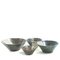 Japanese Minimalistic White Green Metal Raku Ceramics Aurora Bowls by Laab Milano, Set of 4 4