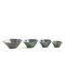 Japanese Minimalistic White Green Metal Raku Ceramics Aurora Bowls by Laab Milano, Set of 4 1