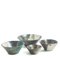 Japanese Minimalistic White Green Metal Raku Ceramics Aurora Bowls by Laab Milano, Set of 4 3