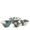 Japanese Minimalistic White Green Metal Raku Ceramics Aurora Bowls by Laab Milano, Set of 4, Image 3
