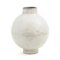 Japanese Modern Minimalist Dome L Vase Raku Ceramic White Crakle 1