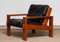 Cubist Lounge Chair in Teak and Black Leather by Esko Pajamies for Asko, 1960, Set of 2 12