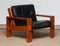 Cubist Lounge Chair in Teak and Black Leather by Esko Pajamies for Asko, 1960, Set of 2 18