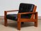 Cubist Lounge Chair in Teak and Black Leather by Esko Pajamies for Asko, 1960, Set of 2 5