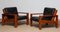 Cubist Lounge Chair in Teak and Black Leather by Esko Pajamies for Asko, 1960, Set of 2 1