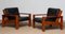 Cubist Lounge Chair in Teak and Black Leather by Esko Pajamies for Asko, 1960, Set of 2, Image 1