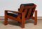 Cubist Lounge Chair in Teak and Black Leather by Esko Pajamies for Asko, 1960, Set of 2 3