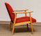 Vintage Danish Lounge Chairs in Red Wool and Oak, 1950s, Set of 2, Image 6