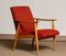Vintage Danish Lounge Chairs in Red Wool and Oak, 1950s, Set of 2 13