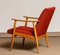 Vintage Danish Lounge Chairs in Red Wool and Oak, 1950s, Set of 2 17
