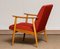 Vintage Danish Lounge Chairs in Red Wool and Oak, 1950s, Set of 2 14