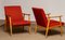 Vintage Danish Lounge Chairs in Red Wool and Oak, 1950s, Set of 2 12