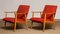 Vintage Danish Lounge Chairs in Red Wool and Oak, 1950s, Set of 2 19